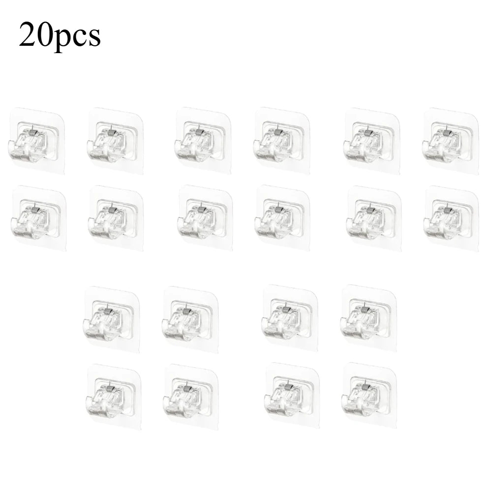 crochet adhésif transparent moderne tige rangement clip rideau support mural sans motif clips vêtements