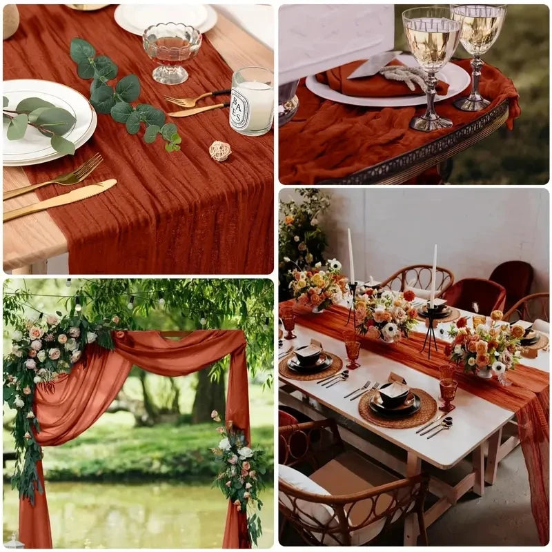 nappe decorative plissée semi transparente beige orange rouille vert olive rose echangement saisonnelle rustique