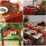 nappe decorative plissée semi transparente beige orange rouille vert olive rose echangement saisonnelle rustique