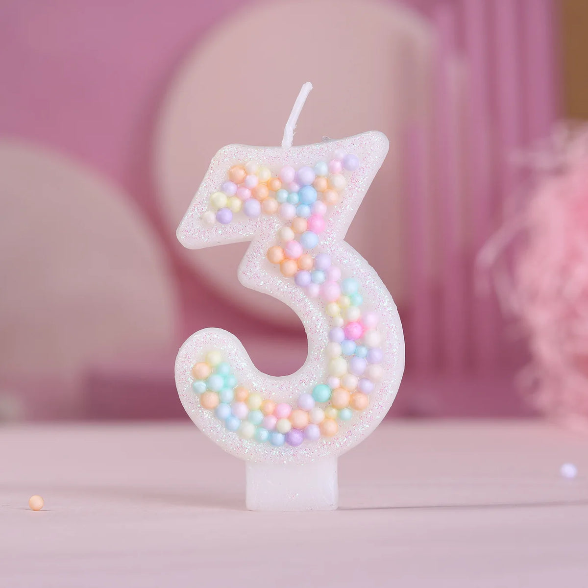 bougies chiffres anniversaire blanc pastel brillantes décoration festive box rangement