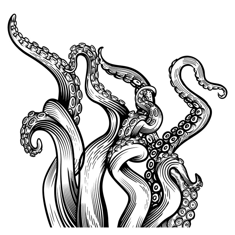 sticker mural octopus graphique noir blanc adhésif salle bains décoration peinture murale autoadhésive animal