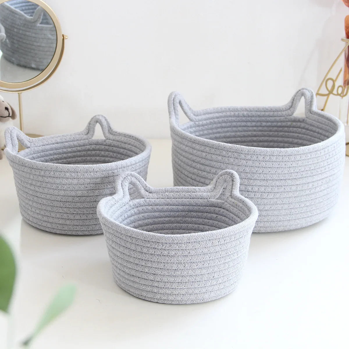panier rangement tissu poignées cosmétiques petits objets moderne