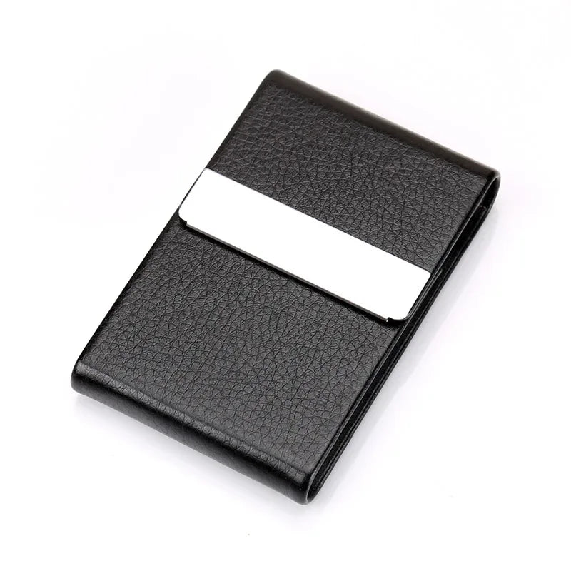 porte cartes simili cuir grainé gris métallisé clips métalliques classique opacité fumeur accessoire tabac