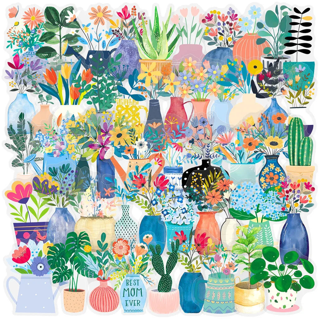 stickers decoratifs motifs floraux illustrations botaniques floral moderne coloré autocollants adhésifs