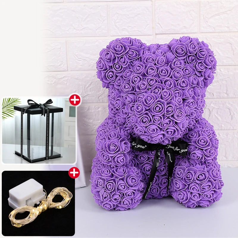 décoration maison ours rose artificiel boîte cadeau ruban satiné valentins anniversaire