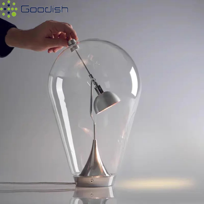 lampe table transparente moderne base métallique interrupteur tactile 6w led 90v