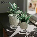 pot plantes moderne transparent adhésif facettes géométriques blanc rose gris