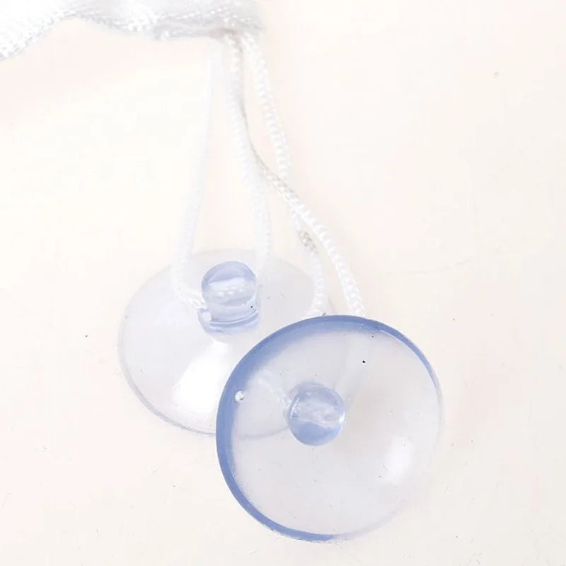 sac rangement pliant bain jouets suspendu ventouses couleurs vives maille transparent enfantin