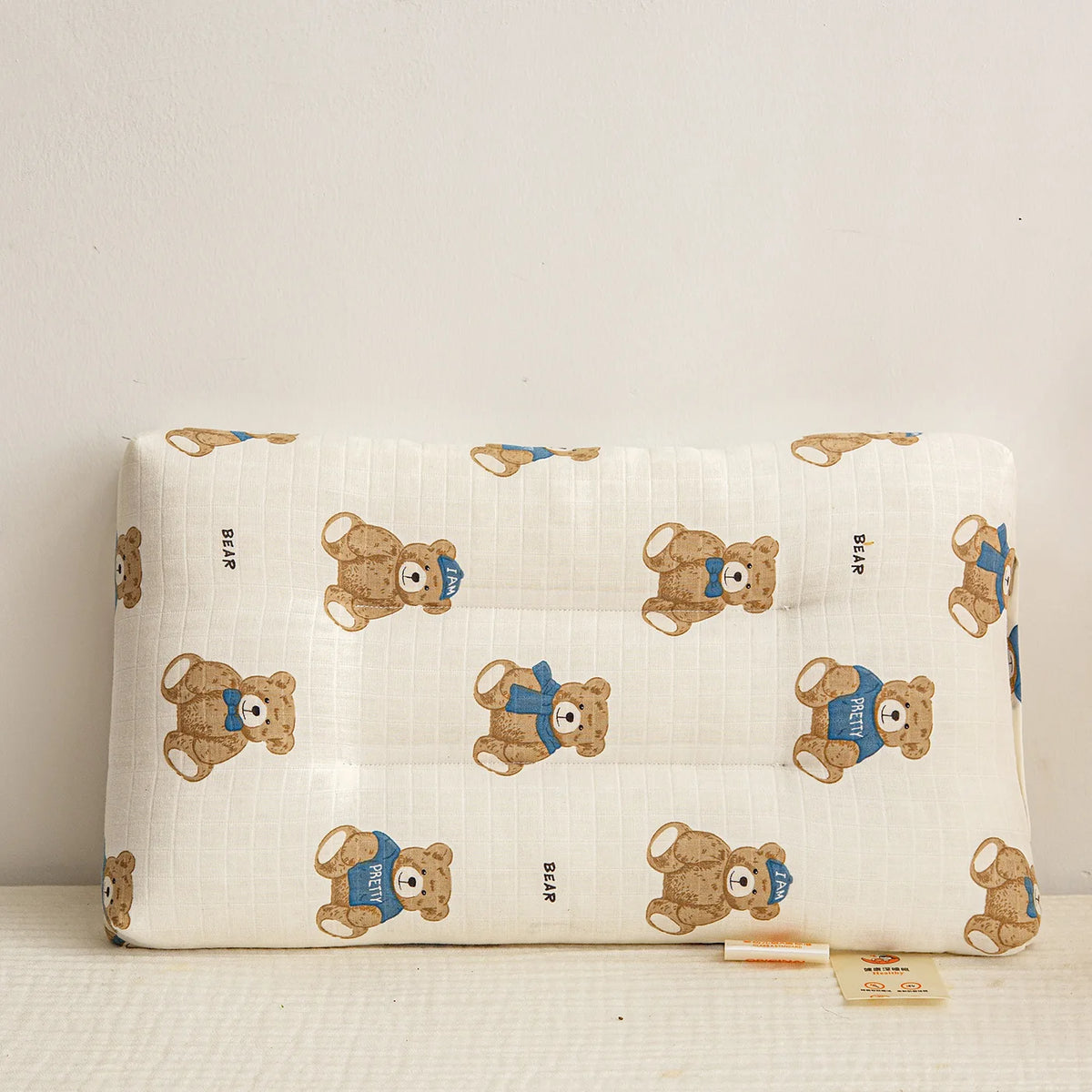 oreiller bébé coton polyester dessin animaux motifs géométriques rose blanc bleuclair protection cou fourragsaisons