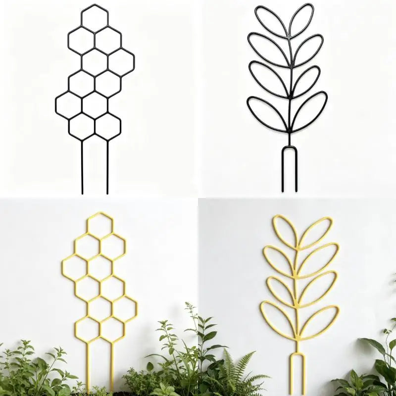 grille support plantes noire dorée hexagonale moderne extérieure intérieure adhésive fleuri geometrique