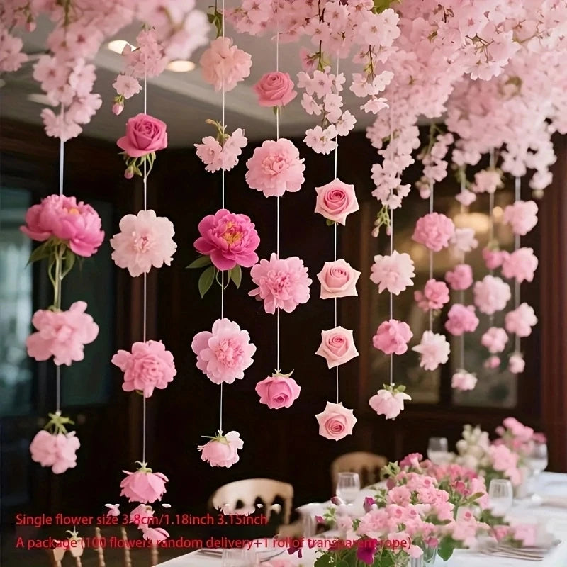 décoration mariage guirlande fleurs artificielles rose romantique intérieur extérieur festive