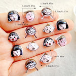 autocollants ongles dessins animés visages expressions cartoon blanc noir rose gris doré adhésif nail