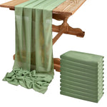 chemin table vert clair moderne uni opaque 30x300cm ruban blanc decoration anniversaire mariage noel