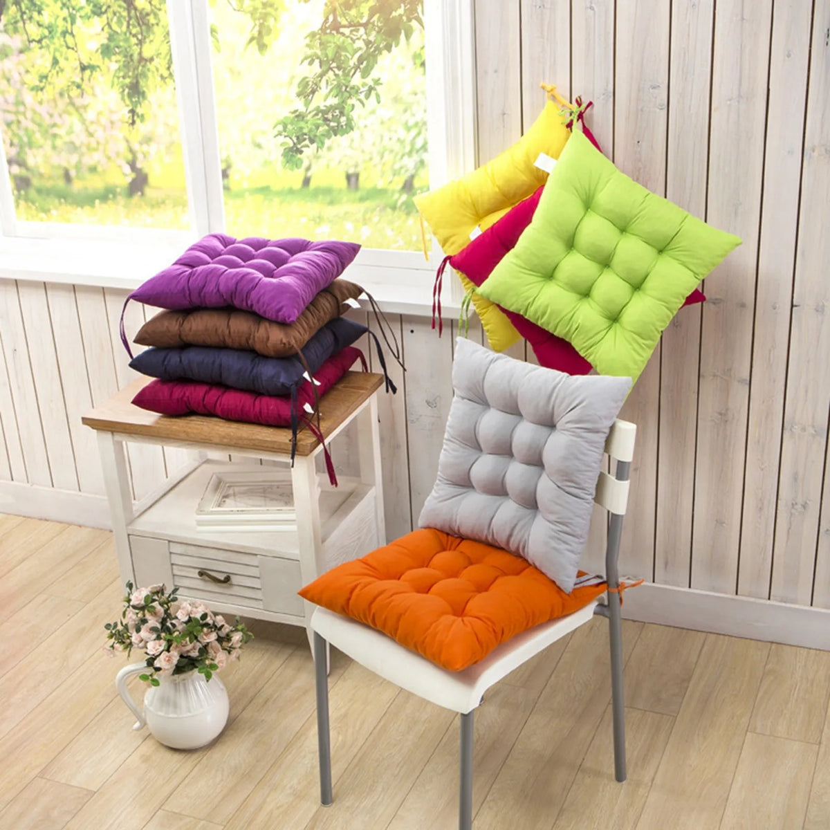 coussin carré moderne 40cm capitonné antidérapant massage lit siège couleur variéeOpaque