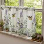 rideau floral papillon polyester semi transparent romantique naturel cuisine blanc violet vert rose bleu