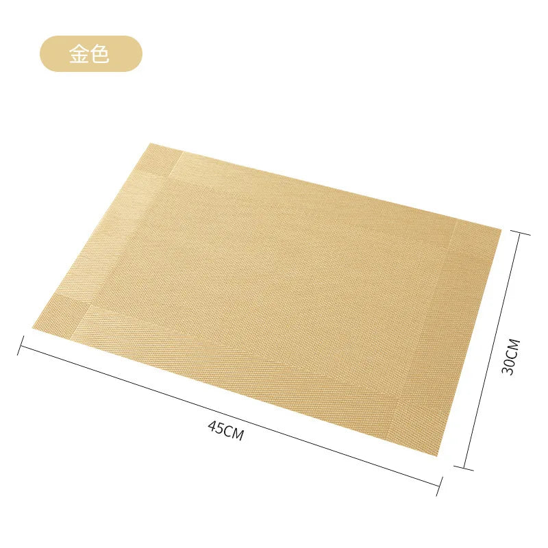 tapis table moderne rectangle vinyle tissé beige clair facile nettoyer respectueux environnement assiettes fourchettes
