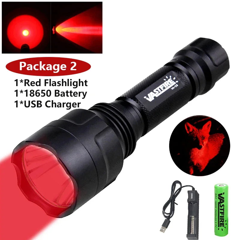 lampe torche rechargeable led noire anti glisse 5w rouge vert camping