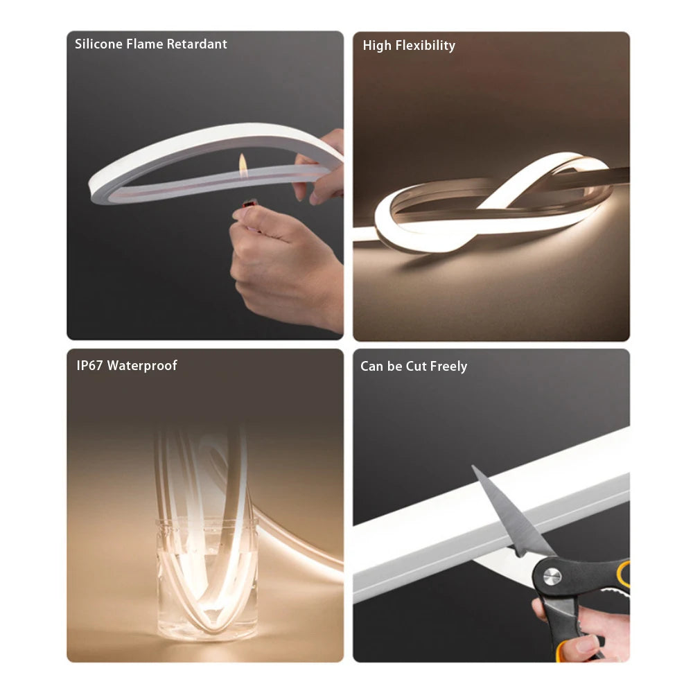 Installation de tube néon LED autour d'un miroir décoratif