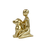 statue chien animal compagnie moderne résine polie gris granulé décoration