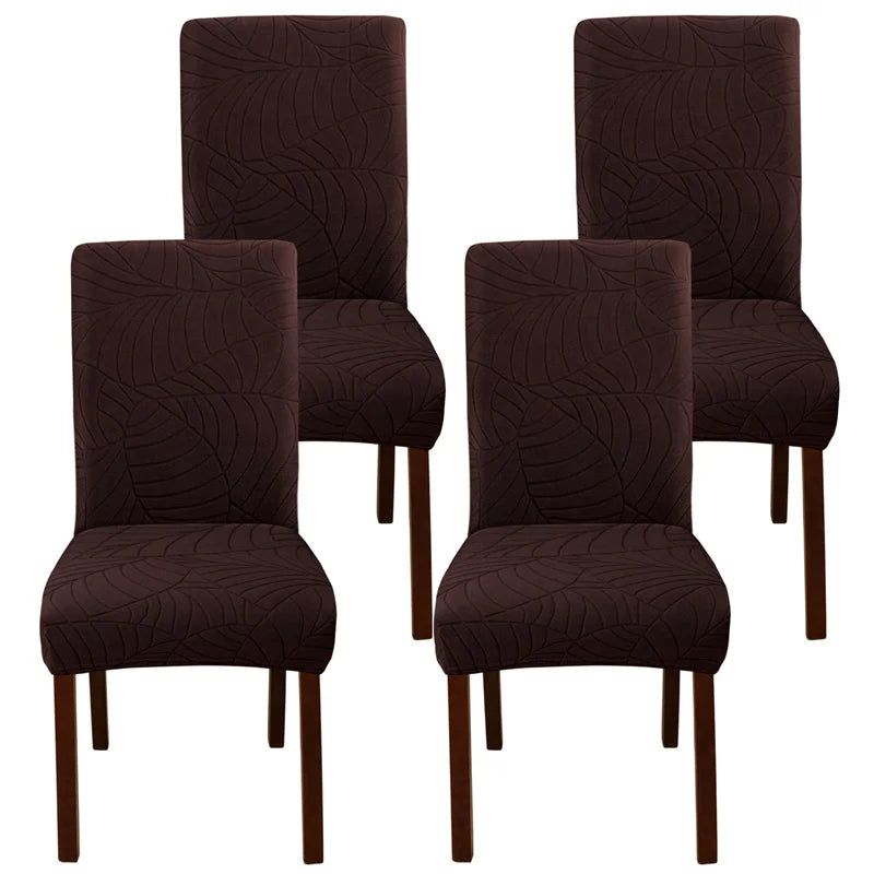 housse chaise velours motif feuilles extensible élastique fauteuil salle manger moderne