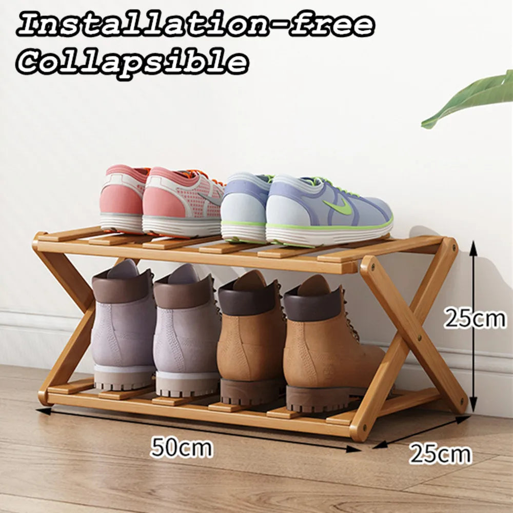 étagère pliable chaussures bois naturel niveaux moderne clips rangement plantes minimaliste