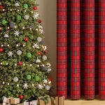 rideau plaid écossais opaque rustique couleur rouge vert noël decoration festive housse polyester moderne