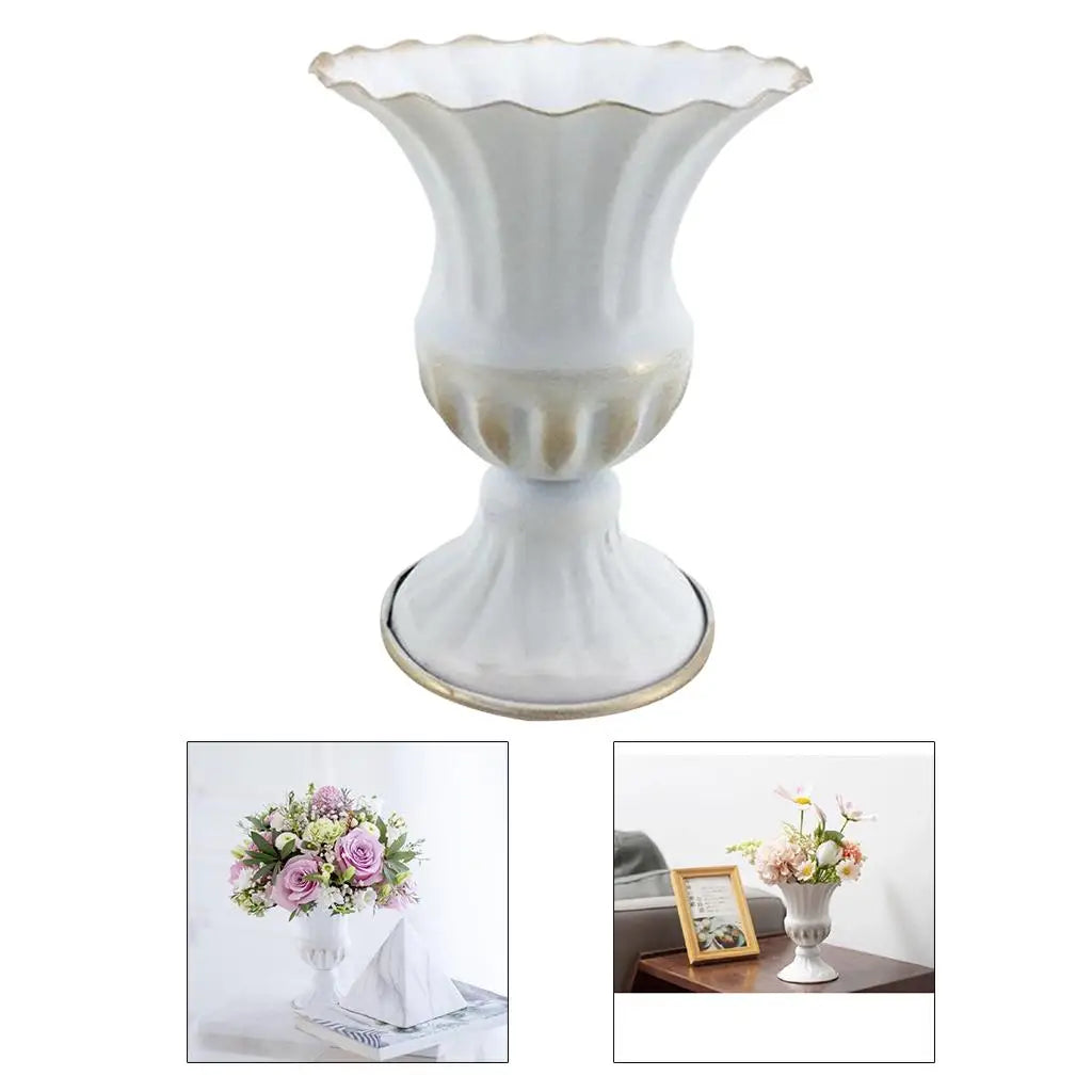 vase doré blanc gris floral classique élégant intérieur extérieur bouquets multiples support table arrangements