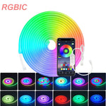 ruban led néon multicolore fluorescent moderne controle bluetooth application usb