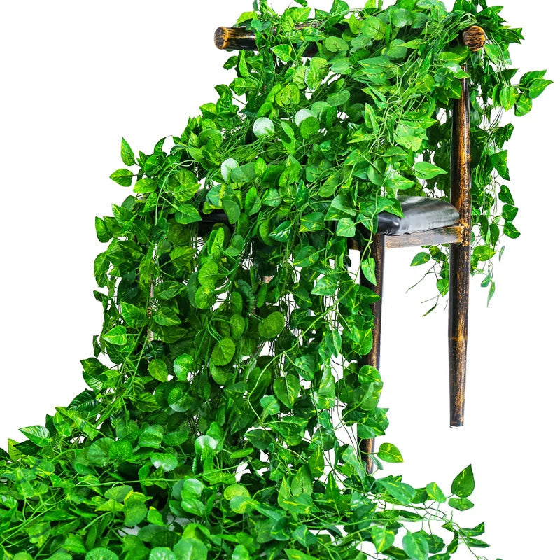 guirlande feuilles ivresse vert vigne artificielle extérieure accrochée naturelle longueur 2.2m 72feuilles