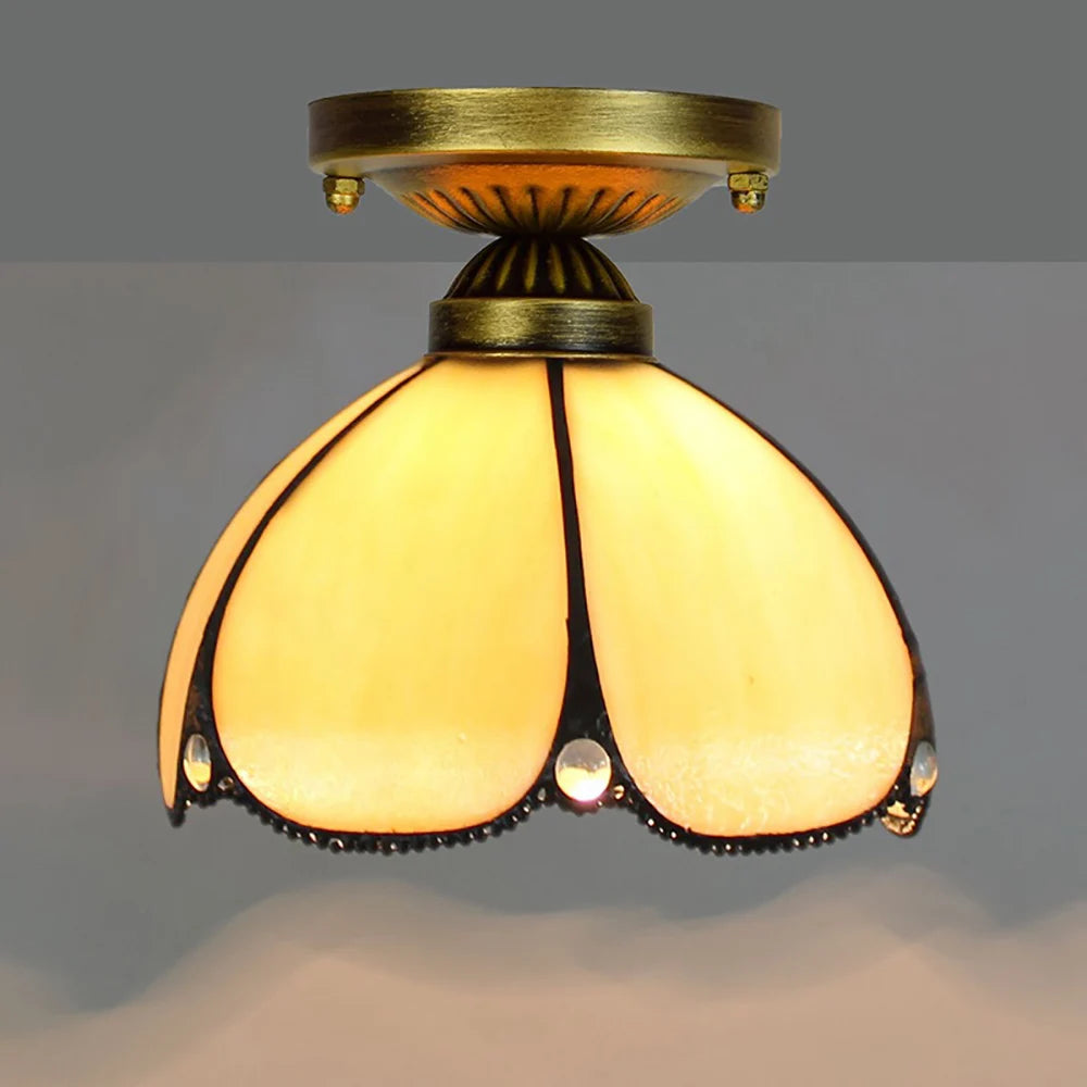 Lampe art déco mosaïque motifs floraux or marron bleu verte vintage chambre salon entree