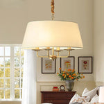 lampe suspendue or beige vert olive tissu fin métal minimaliste américaine chaîne ajustable ampoules