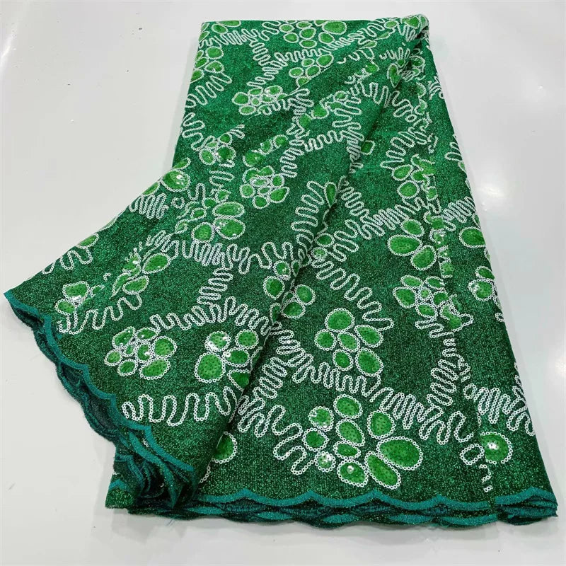 tissu brodé dentelle polyester paillettes fleurs vert violet rouge bleu mariage festive