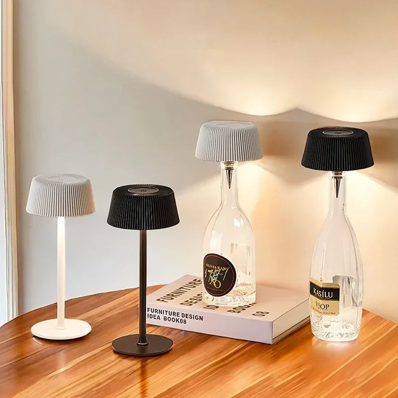 lampes table led rechargeables usb moderne noir blanc plissé sans ombre