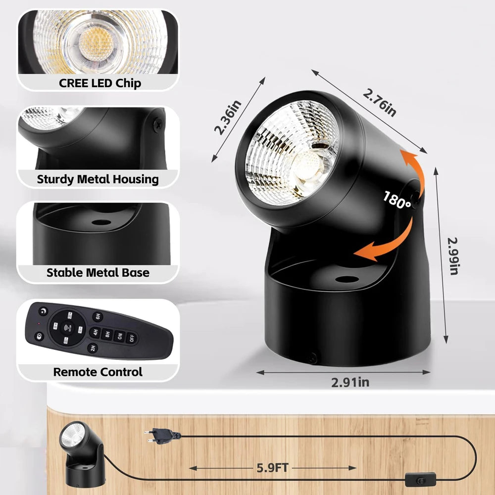 projecteur intérieur led réglable télécommande accent art moderne noirs vis