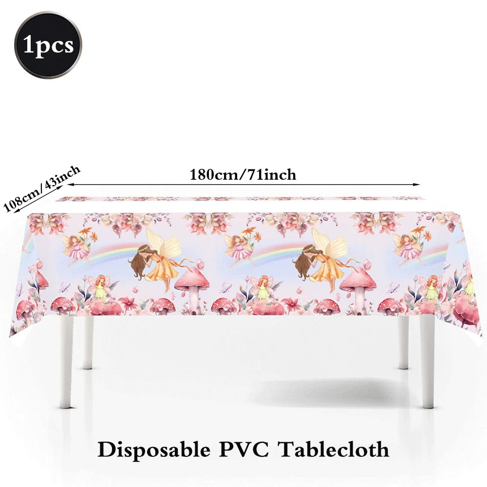 assiettes dessert fées arc ciel serviettes tasses papier nappe fête thème féerique