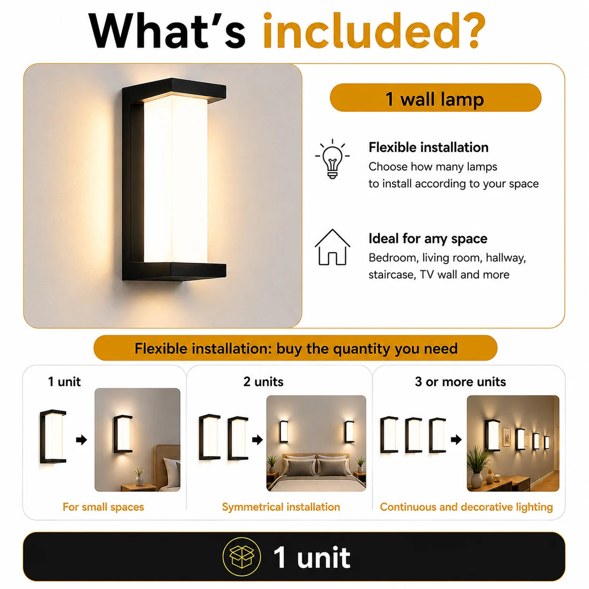lampe murale led moderne noire ip65 verre borosilicate abs nickelée 2492000lm