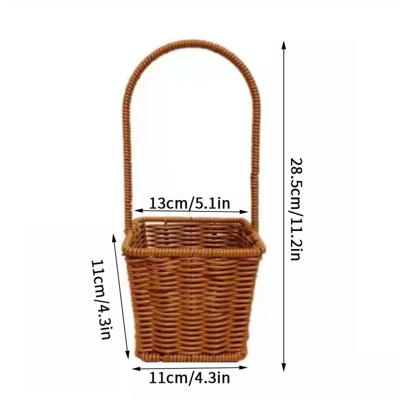 paniers osier tressés marron clair traditionnels réutilisables poignées inclusées fleurs