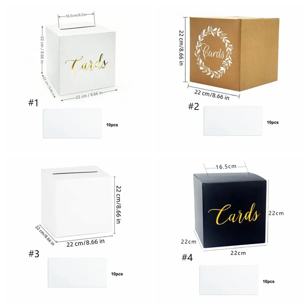 boîte cartes blanc marron noir motif floral moderne élégante 10 cartes 22cmx22cm