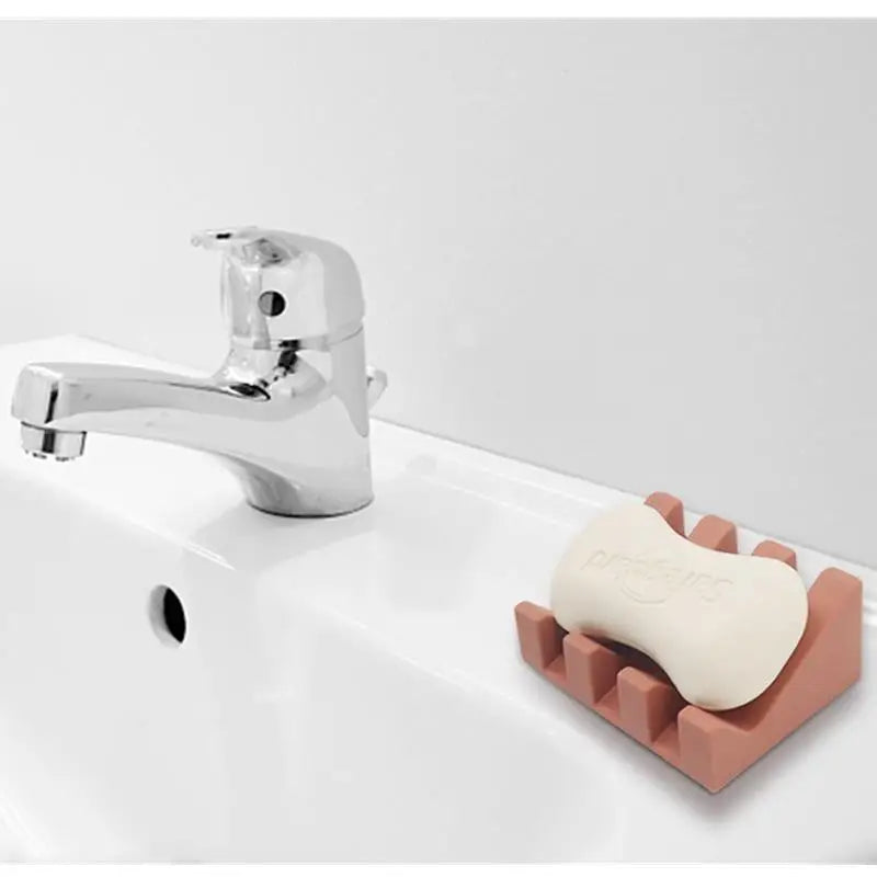 support savon silicone gris rose moderne facile nettoyer blanc beige