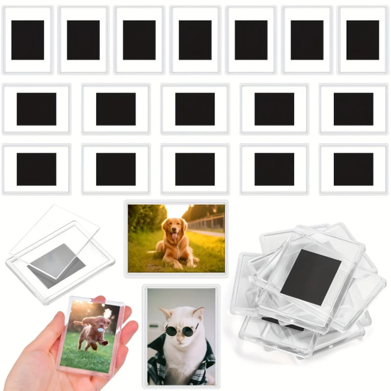 cadres photo magnétiques blanc transparent modernes minimalistes réfrigérateur 2x3 inches 12 20 40 packs