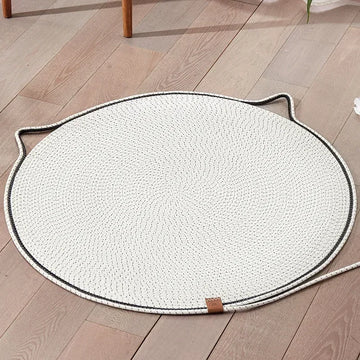 tapis gratter chats moderne tissé beige marron clair bleu jaune poignée resistant usage