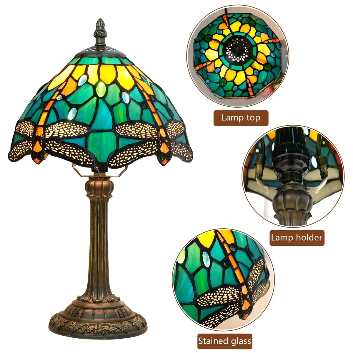 lampe table tiffany multicolore mosaïque verre floral géométrique art nouveau