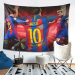 tapisserie moderne football bleu rouge jaune fc barcelone messi célébration unicef décoration intérieure sportive