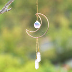 suspension décorative attrape soleil cristal lune soleil étoiles boho extérieur intérieur or transparent
