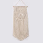 tapisserie macramé boho chic beige motifs géométriques franges moderne suspension maison