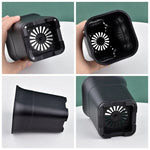 Pots fleurs carrés modernes blanc noir grains drainage 10 pièces