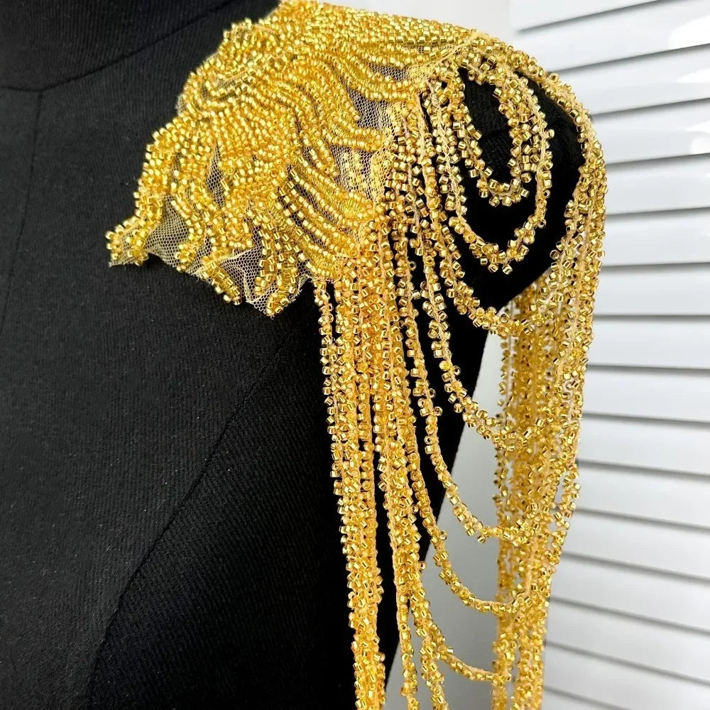 accessoire textile broche franges argenté noir doré élégant chic amovible decoration