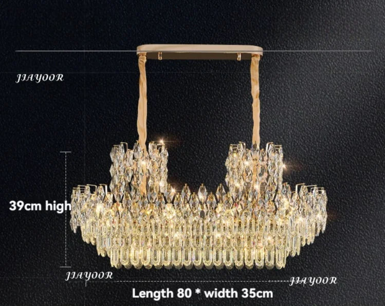 lustre led cristal transparent doré crochets classique salon chambre cuisine