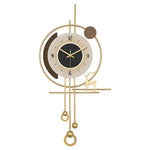 horloge murale moderne or blanc silhouette cerf éléments suspendus abstrait géométrique