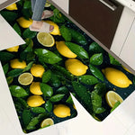 tapis sol antidérapant citrons feuilles moderne jaune vert texture douce